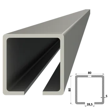 Stavební profil C profil 80x80x5mm L-7000mm pozinkovaný, pre samonosný systém posuvnej brány, cena za 7m, možnosť dodania len rozvozom Kovian 1m