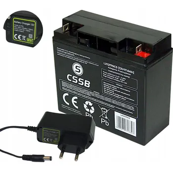 Záložní baterie Akumulátor AGM 12V 17Ah CSSB (rozměr jako 18Ah 20Ah) + NABÍJEČKA 12V ZÁSUVKA