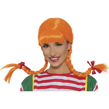 Karnevalový kostým Zrzavá paruka Pipi s copánky, kostým školní dívky, KOSTÝM KARNEVAL