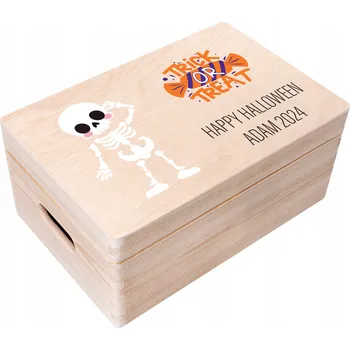 Obraz Dřevěná Krabička na bonbóny halloweenský suvenýr, dárek pro dítě 30x20