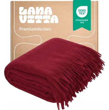 Přehoz na lůžko Deka Lanavitta vlněná 130 cm x 180 cm červená