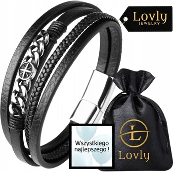 Náramek ČERNÝ KOŽENÝ PÁNSKÝ NÁRAMEK ELEGANTNÍ NEREZOVÁ OCEL 316L Pro Cestovatele