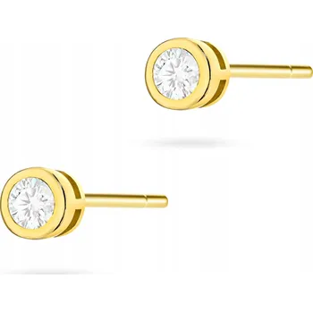 Náušnice STŘÍBRNÉ NÁUŠNICE ryzost 925 Klasické Bílé Kulaté Zirkon Puzetky Pozlacené