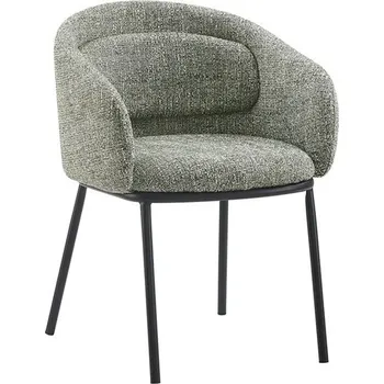 Jídelní židle Designová skandinávská jídelní židle Tromso s opěrkami se zeleným melírovaným potahem a černou podstavou 56 cm