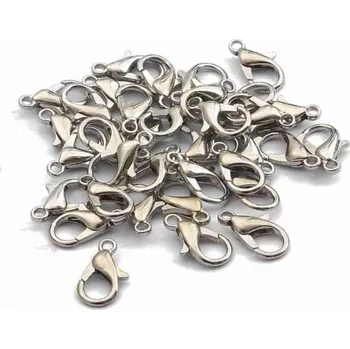 Dětské navlékací korálky Pro Háčkování Karabinka 12 x 7 mm, nerez ocel