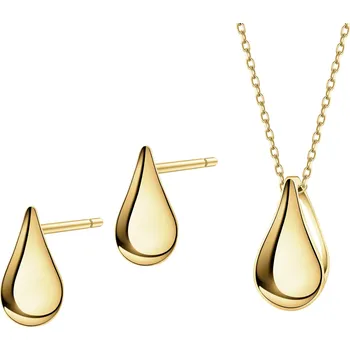 Náušnice Zlaté náušnice a přívěsek - sada - slzy - AP543-9543