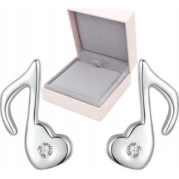 Náušnice Fraise stříbrné náušnice S925 Hudební noty se zirkony