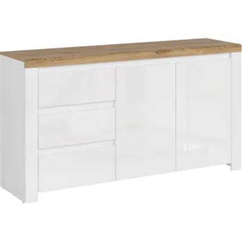 Komoda Komoda Vigo - Mebelbos Bílá / Bílý Lesk / Dub Wotan 156x84.5 cm