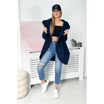 Dámská mikina Kesi Krátká mikina na zip tmavě modrá s kapucí Barva: Modrá - tmavě, Velikost: UNI