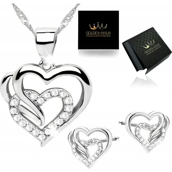 Náhrdelník STŘÍBRNÝ NÁHRDELNÍK SRDCE NÁUŠNICE ŘETÍZEK PŘÍVĚSEK 925 DÁREK PRO MAMINKU