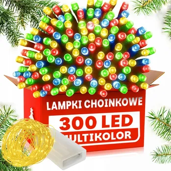Vánoční dekorace SADA SVĚTEL 300 LED MULTICOLOR + DRÁTKY 20 LED BÍLÁ TEPLÁ VÁNOČNÍ