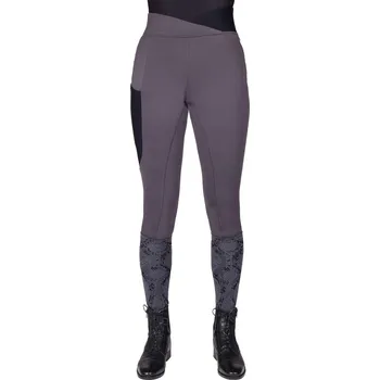 Dámské legíny QHP Dámské jezdecké legíny s plným gripem QHP Djune KAŠTANOVÁ|ŠEDÁ