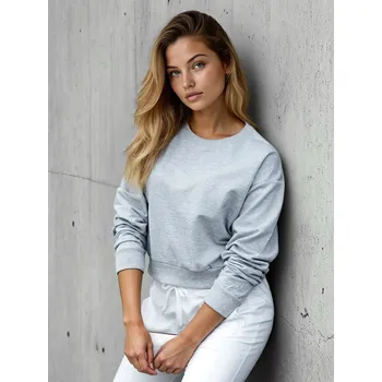 Dámské oblečení Dámská mikina bez kapuce Dstreet BY1525 Barva: Šedá - světle, Velikost: L