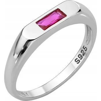 Prsten KRÁSNÝ STŘÍBRNÝ PRSTÝNEK PRSTEN ryzost 925 s Rubínovou zirkonií vel.19