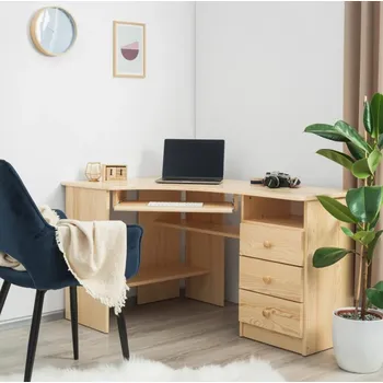 Knihovna Rohový psací stůl z masivní borovice SKLADEM pravý Barevné provedení: Přírodní