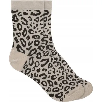 Dámské ponožky Béžovo-hnědé vysoké ponožky s leopardím vzorem vzorem, velikost vel.