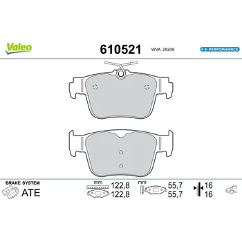 Brzdová destička Sada brzdových destiček, kotoučová brzda VALEO 610521