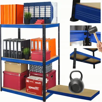 Dílenský regál Kovový regál do skladu a dílny HELIOS 90x75x40cm 3 police x 175kg, ROBUSTNÍ