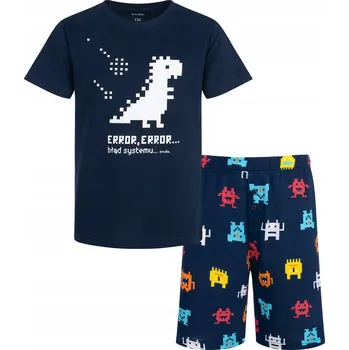 Chlapecké pyžamo Dětské pyžamo chlapecké tmavě modré 134 s potiskem počítačového dinosaurus Endo