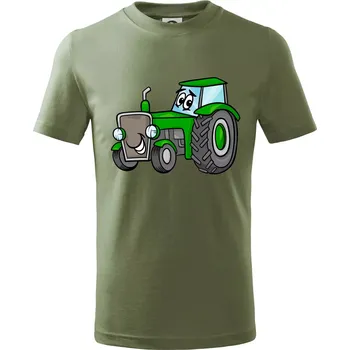 Malý traktorista - Tričko dětské bavlněné - 98 cm / 2 roky ( Khaki )