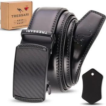 Opasek Camerazar Pánský kožený opasek TRESSARI s automatickým náramkem, černý, 120 cm