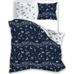 FARO Francouzské Vánoční povlečení Scandic 068 Modré Bavlna, 220/200, 2x70/80 cm