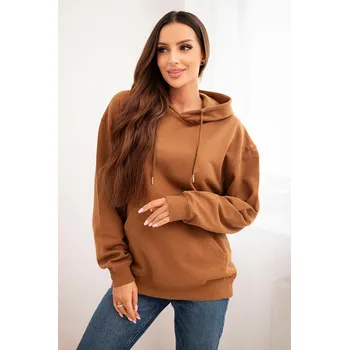 Dámská mikina Kesi Dámská mikina s kapucí a klokaní kapsou z bavlny camelová Barva: Béžová, Velikost: M