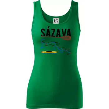 Dámské tričko Mapa řeky Sázavy - Dámské tílko - M ( Středně zelená )