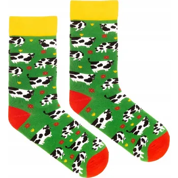Pánské ponožky KABAK Ponožky BO Krávy na Louce 42-46 zelené, velikost 42-46