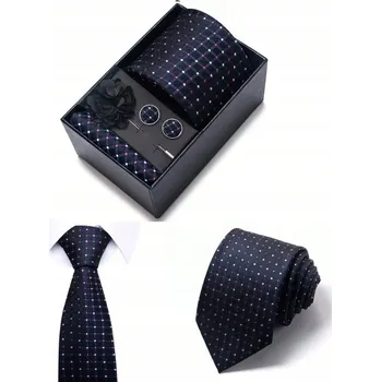 Kravata Pánská SADA hedvábná kravata, manžetové knoflíčky, kapesníček, boutonniere - Svatební Hostina