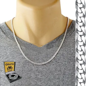 Řetízek Stříbrný Pánský Řetízek STŘÍBRO ryzosti 925 Řetěz 4mm Diamantový Brus + DÁREK