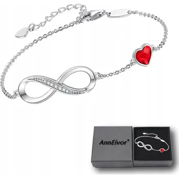 Náramek Dámský stříbrný náramek Infinity Křišťály Červené srdce jako Dárek