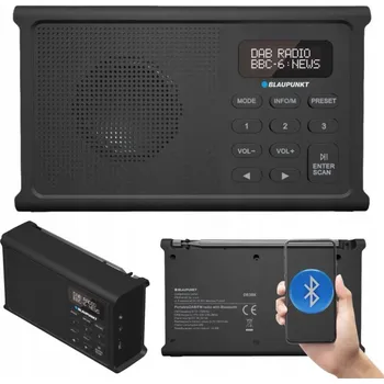 Radiopřijímač Síťové/bateriové rádio DAB+, FM Blaupunkt DR3BK černé