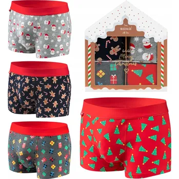 Pánské boxerky SOXO bavlněné vánoční vícebarevné 4-balení XL