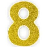 PartyDeco svíčka malá zlatá číslo 8