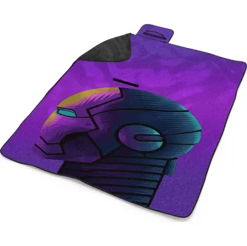 deka Sablio Plážová deka Iron Man Helma na fialové: 200x140 cm