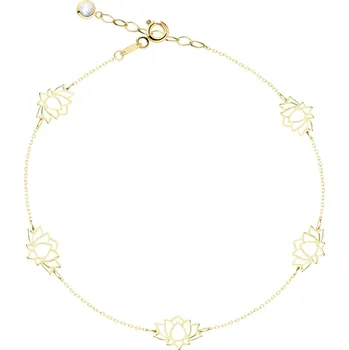 Náramek Zlatý náramek se zirkonem - lotosový květ - AP543-9332