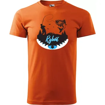 Sablio Tričko s potiskem Rybář 2 - oranžové 5XL