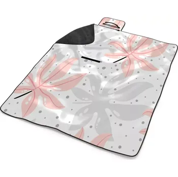 deka Sablio Plážová deka Bílé a růžové listy: 200x140 cm