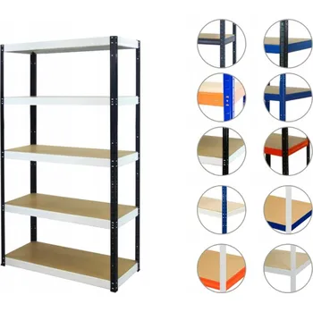 Dílenský regál Kovový regál HELIOS HBW 180x120x35 cm, nosnost 875 kg (5 polic x 175 kg) - ideální do skladu, garáže