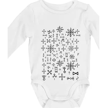 Vikingské runy - Body kojenecké s dlouhým rukávem - Dlouhý r. do 3 měs ( Bílá )