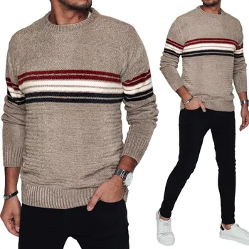 Pánský svetr DStreet svetr wx2282 hnědý kulatý velikost L