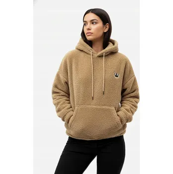Dámská mikina MIKINA SHERRPA S Kapucí DÁMSKÁ OVERSIZE BÉŽOVÁ VOLNÁ TEPLÁ Plyšová Tedy PLUS SIZE XXL