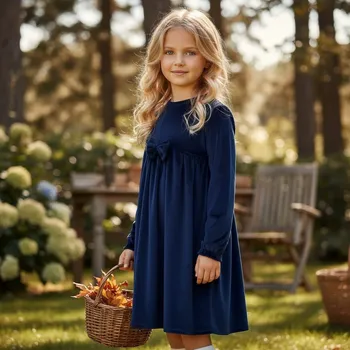 Dámské šaty Šaty s mašlí, tmavě modré, velikost 110