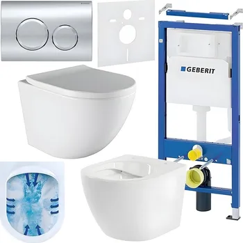 Klozet BPS-koupelny Podomítkový modul Geberit DuoFix s WC mísou PO-WH-02 + ovládací tlačítko Delta 20 chrom