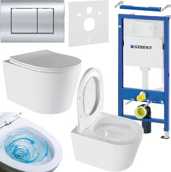 Klozet BPS-koupelny Podomítkový modul Geberit DuoFix s WC mísou EL-WH-03 + ovládací tlačítko Delta 30 chrom