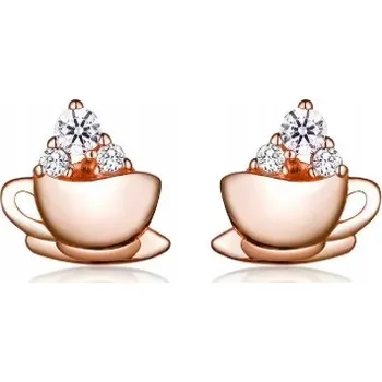 Náušnice Stříbro Náušnice šálek s růžovým zlatem a kubickou zirkonií