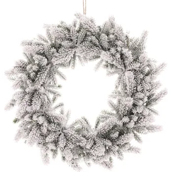 Vánoce Umělý zasněžený věnec z jehličí, pr. 30 cm, bílá