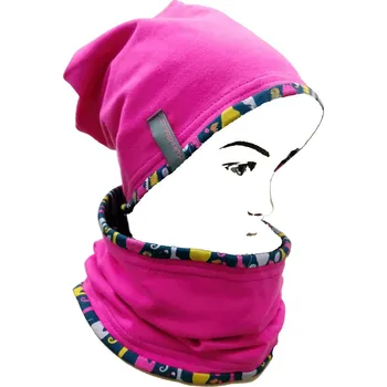 Nákrčník Bavlněný nákrčník / malinová - kočky DOPRODEJ (univerzální dětská velikost)