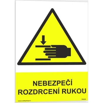 Traiva s.r.o. Nebezpečí rozdrcení rukou Verze: Samolepka 148 x 210 mm (A5) tl. 0.1 mm - Kód: 13249